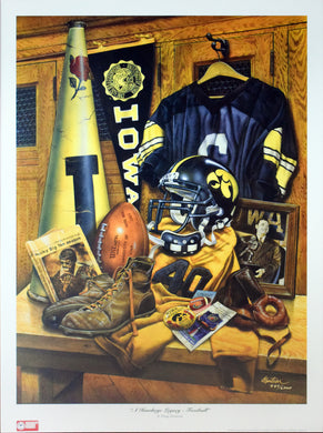 Iowa State Football Poster by Doug Knutson titled A Hawkeye Legacy - Football 