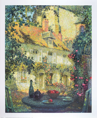 A Summer's Day by Henri Le Sidaner painter poster of house and flowers