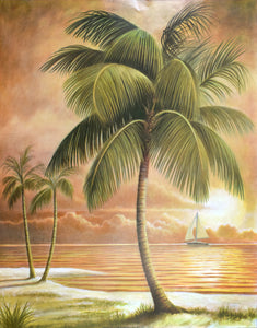 "Palm Tree and Sailboat" by R. Jenkins