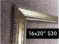Load image into Gallery viewer, Modern Silver Frame with classic detailing around inner and outer edges of frame, 16 by 24 inches