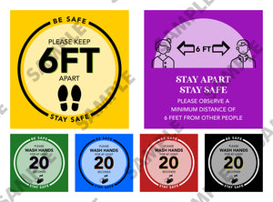 Covid-19 Safety Signs, 5 Pack Set