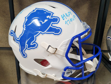 Barry Sanders Helmet - White, Signed